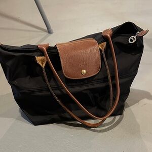 Classic longchamp Tote Bag with Brown Handles
